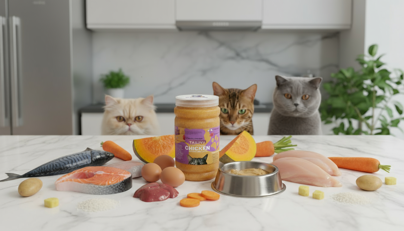 TAILIVA Product with Cats and Ingredients