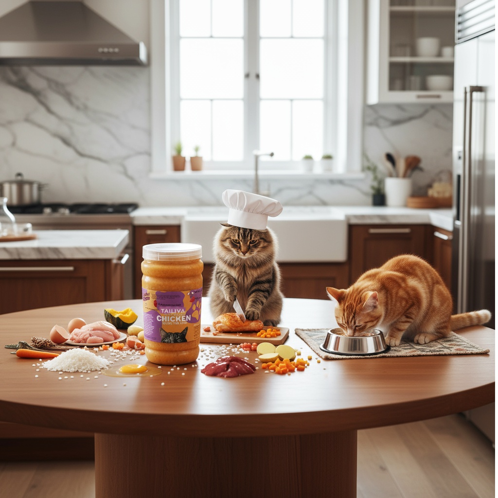 TAILIVA Chicken Cat Food in Kitchen